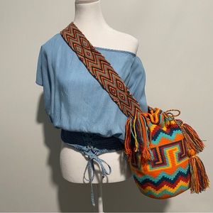 Authentic 100% Mochilas Wayuu , Colombian Bag , Crossbody , Mediun Side, NEW